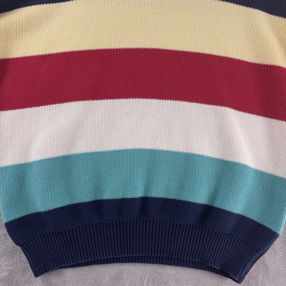 Vintage L.L. Bean Sweater Mens Size XL Colorblock Stripe Cotton Made In USA - Picture 6 of 6
